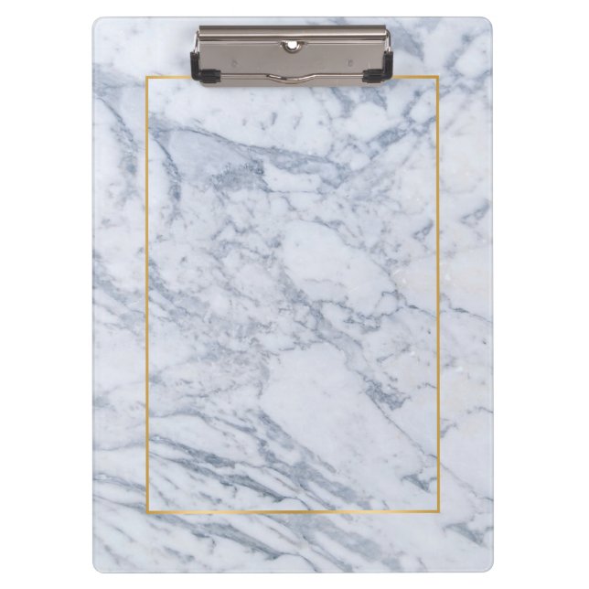 Modern Grey & White Marble Stone Clipboard (Front)