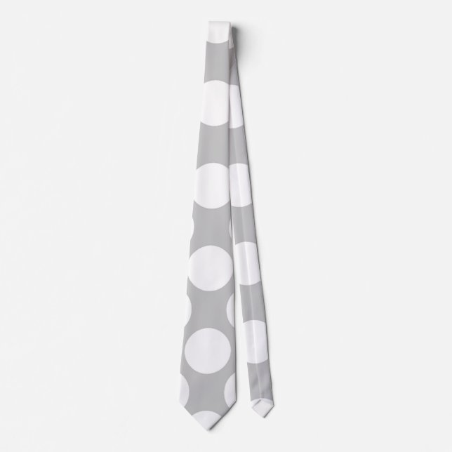 Modern Grey White Polka Dots Pattern Tie (Front)
