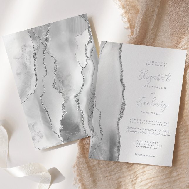Modern Grey White Silver Agate Wedding (Creator Uploaded)