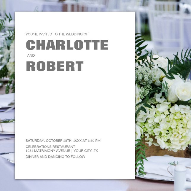 Modern Grey White Wedding Invitation (Creator Uploaded)