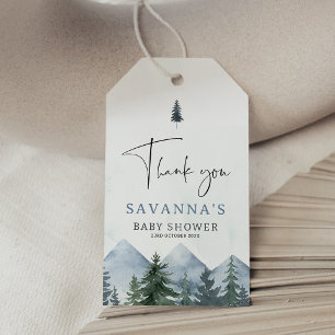 Modern Grey Wilderness Winter Baby Shower  Gift Tags