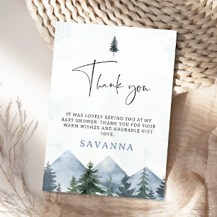 Modern Grey Wilderness Winter Baby Shower Thank You Card