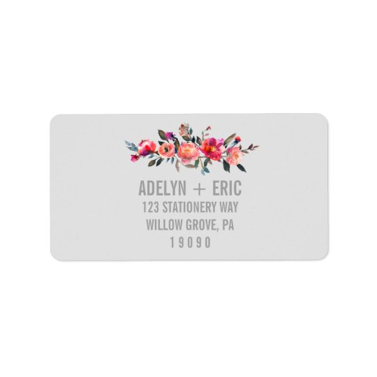 Modern Grey | Winter Flower Wedding Address Label