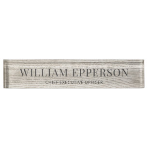 Modern Grey Wood Professional  Nameplate