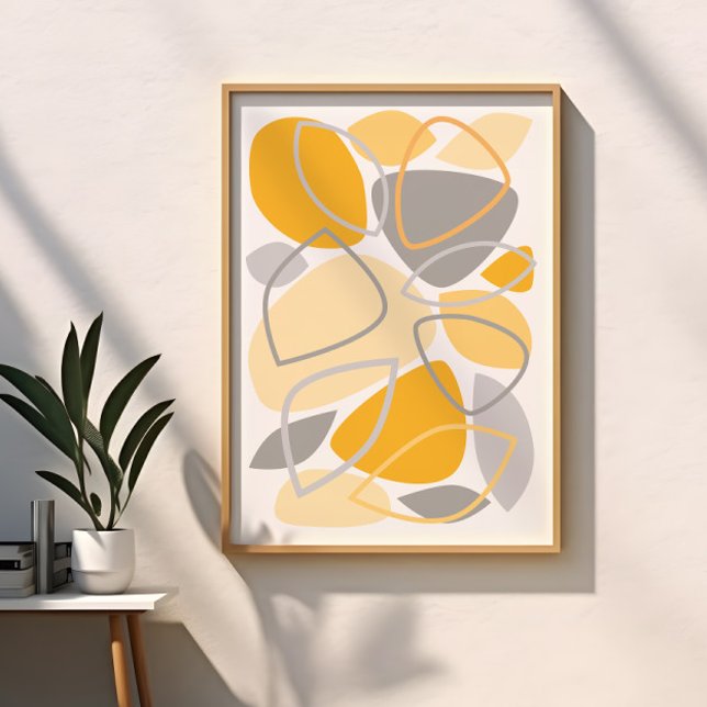 Modern Grey Yellow Abstract Pattern Poster (Creator Uploaded)