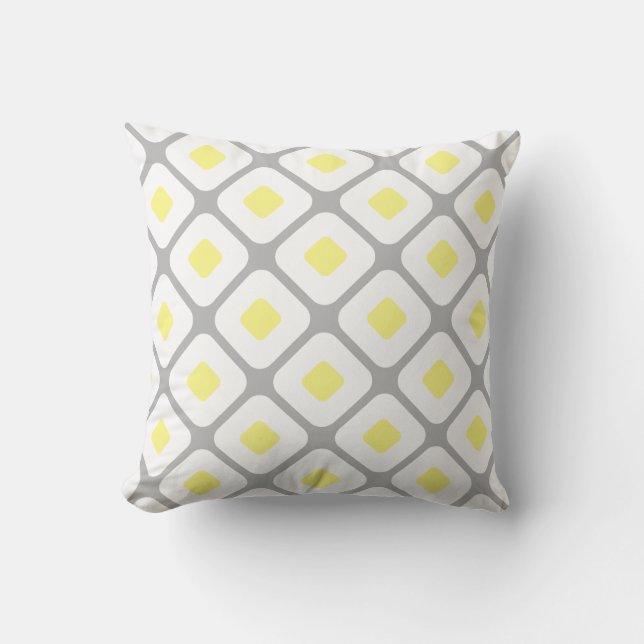 Modern Grey Yellow Geometric Cushion (Front)