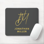 Modern Grey Yellow Monogram Mouse Pad<br><div class="desc">Keep your workspace stylish and functional with this Modern Grey Mustard Yellow Monogram Mouse Pad. The sleek design features a customisable monogram on a dark grey background, and the non-slip rubber base ensures a secure grip on any surface. Perfect for both personal and professional use, this mouse pad is a...</div>