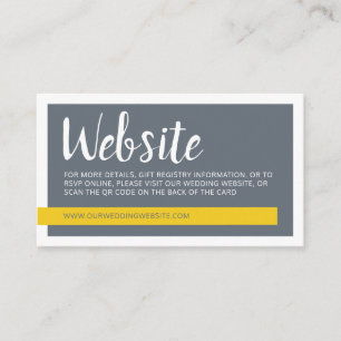 Modern grey & yellow with QR code wedding website  Enclosure Card