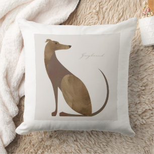 Modern Greyhound Dog Portrait Cushion