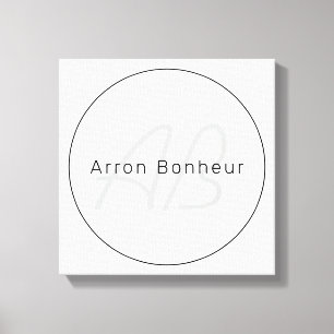 Modern Greys & Black Cool Name & Monogram Canvas Print