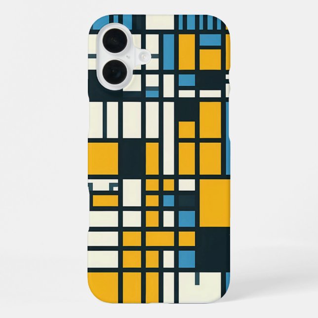 Modern Grid Abstraction – Mondrian-Inspired Geomet iPhone Case (Back)