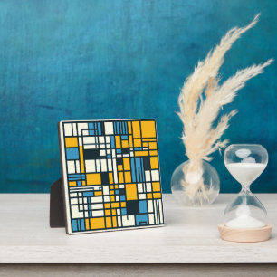 Modern Grid Abstraction – Mondrian-Inspired Geomet Plaque
