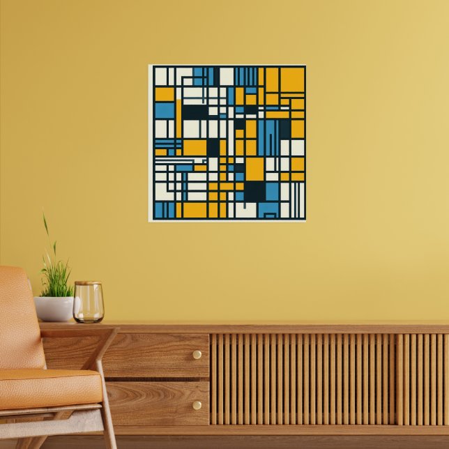 Modern Grid Abstraction – Mondrian-Inspired Geomet Poster (Living Room 2)