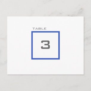 Modern Grid Blue Wedding Reception Table Numbers Postcard