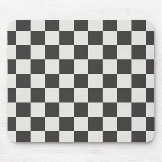 Modern Grid Charcoal & Cream Check Mouse Pad (Front)