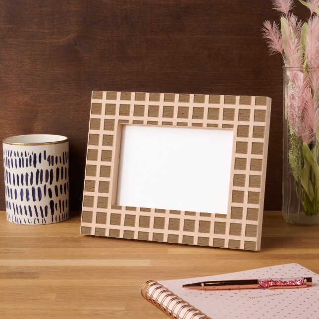 Modern Grid Etched Wooden Picture Frame (Left)