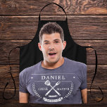 Modern Grillmaster Name Instagram Photo Men's Apron<br><div class="desc">Elevate his grilling game with the Modern Grillmaster Personalised Men's Apron! Featuring sleek, contemporary design, this apron is customised with his name and photo for a personal touch. Made with durable, high-quality fabric, it’s both stylish and practical, offering full coverage to protect against spills and splashes. Perfect for BBQ enthusiasts,...</div>