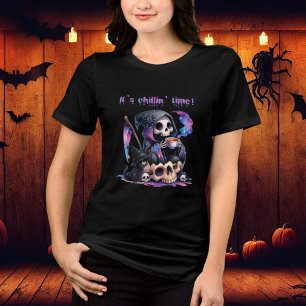 Modern Grim Reaper Halloween It's Chillin' Time Tri-Blend Shirt