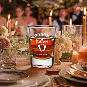 Modern Groom Personalised Wedding Shot Glass