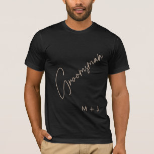 Modern Groomsman   Beige + Black Script T-Shirt