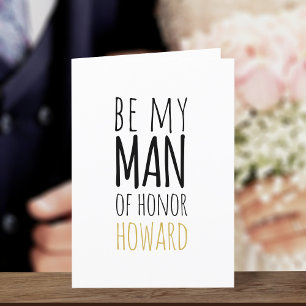 Modern Groomsman Card Be My Man of Honour