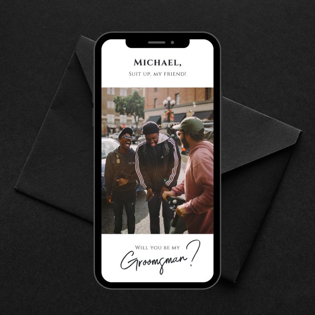 Modern Groomsman Card with Photo (Creator Uploaded)