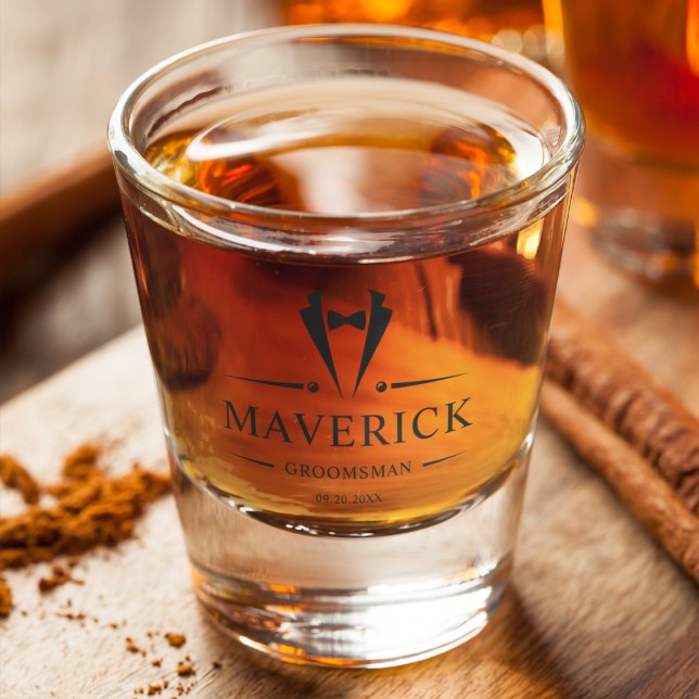 Modern Groomsmen Gift Classic Tuxedo Wedding Favou Shot Glass (Creator Uploaded)