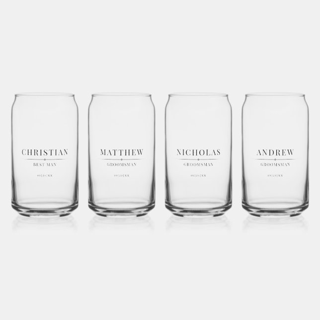 Modern Groomsmen Gift Elegant Best Man Wedding Can Glass (Front)