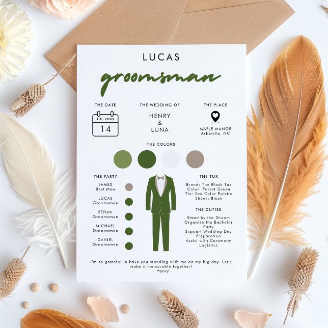 Modern Groomsmen Info Card (Creator Uploaded)