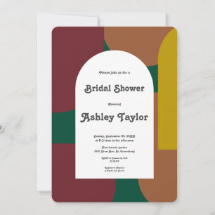 Modern Groovy 70's Retro Abstract Bridal Shower Invitation