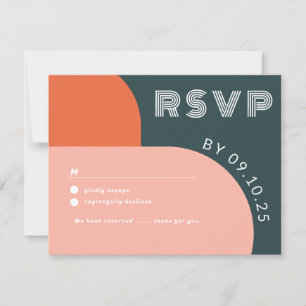 Modern Groovy Arch Retro RSVP QR code Wedding 
