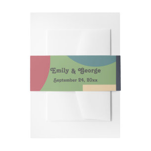 Modern Groovy Colourful Abstract Chic Retro Weddin Invitation Belly Band