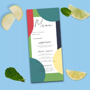 Modern Groovy Colourful Abstract Chic Retro Weddin Menu