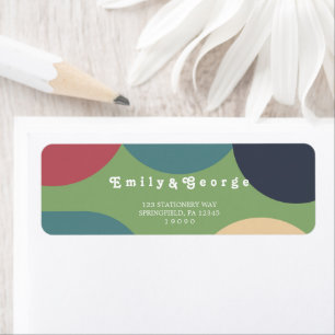 Modern Groovy Colourful Retro Return Address Label