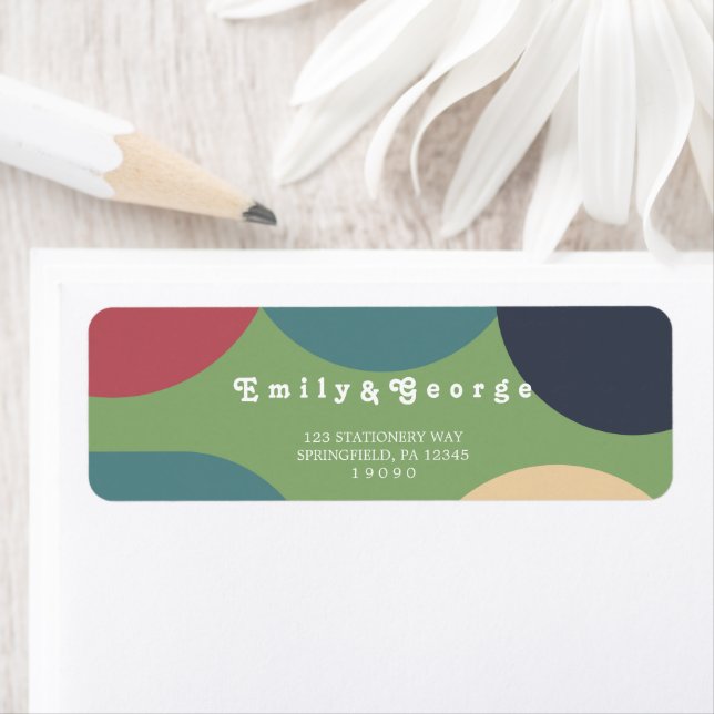 Modern Groovy Colourful Retro Return Address Return Address Label (Insitu)