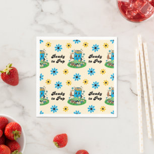 Modern Groovy Daisy Blue Yellow She's Ready to Pop Napkin