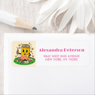 Modern Groovy Daisy Pink Ready to Pop Return Address Label