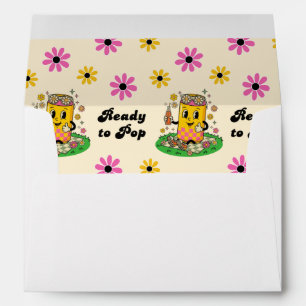 Modern Groovy Daisy Pink Yellow She's Ready to Pop Envelope