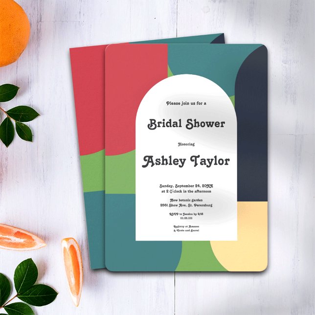 Modern Groovy Retro Colorful Bridal Shower Invitation (Creator Uploaded)