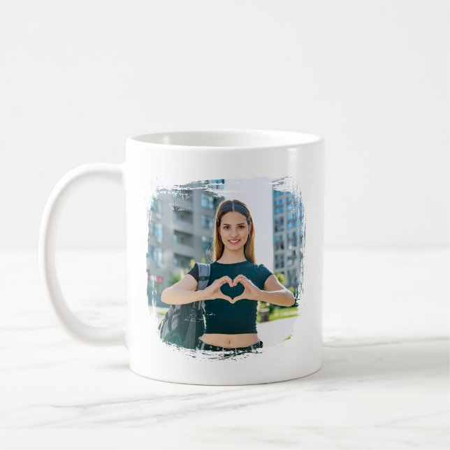 Modern Grunge Border Photo Coffee Mug (Left)