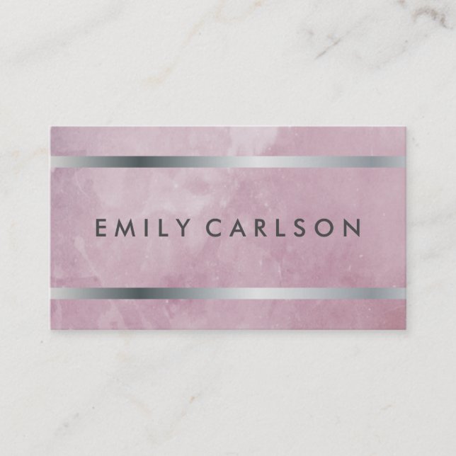 Modern Grunge Faux Silver Trim Business Card (Front)