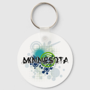 Modern Grunge Halftone Minnesota Keychain