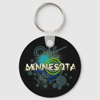 Modern Grunge Halftone Minnesota Keychain Dark