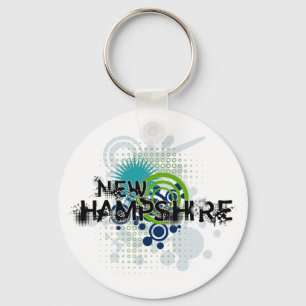 Modern Grunge Halftone New Hampshire Keychain