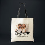 Modern Grunge Heart Best Friends BFF Photo Tote Bag<br><div class="desc">Design is composed of fun and playful typography with sans serif and serif font. Add a custom photo.</div>