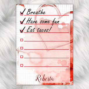 Modern grunge hearts & splash to do list 4" x 6" post-it notes