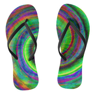 Modern Grunge Spiral Rainbow Tie Dye Thongs