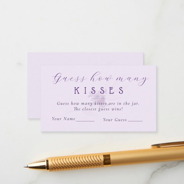 Modern Guess How Many Kisses Bridal Shower Game Enclosure Card (Front/Back In Situ)