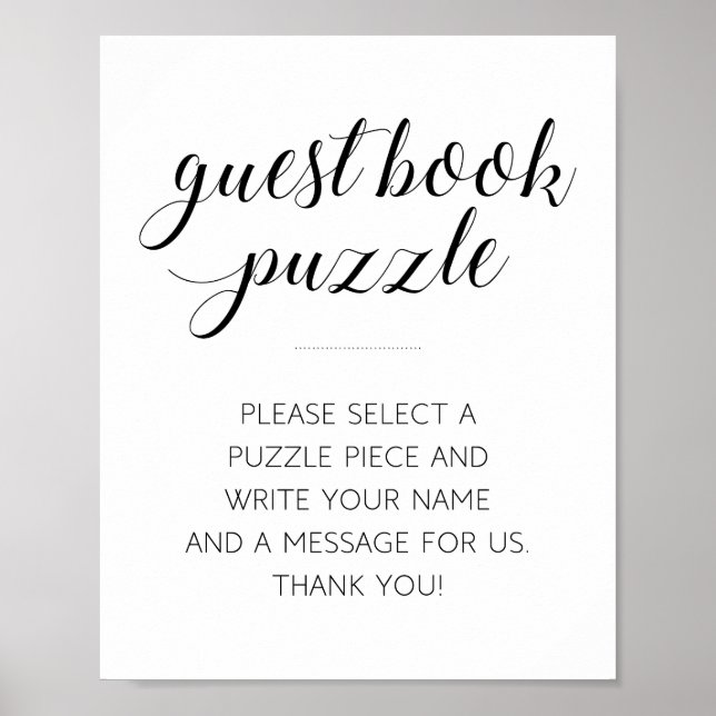 Modern Guest Book Puzzle Wedding Sign (Front)