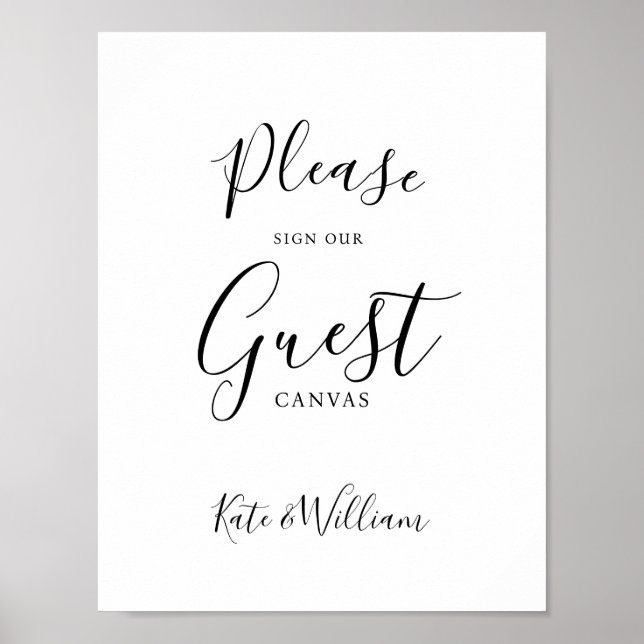 Modern  guest canvas wedding sign (Front)